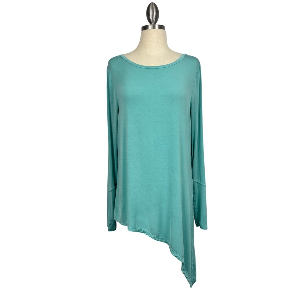 PrAna‎ Asymmetrical Tunic Top Womens M Teal Open Back Long Sleeve